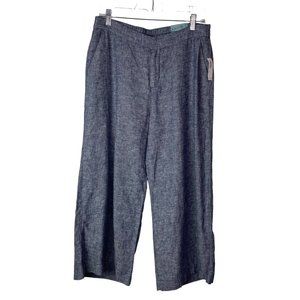Old Navy Pants Wide Leg Jambe Large Linen Blend Blue Size 8 New